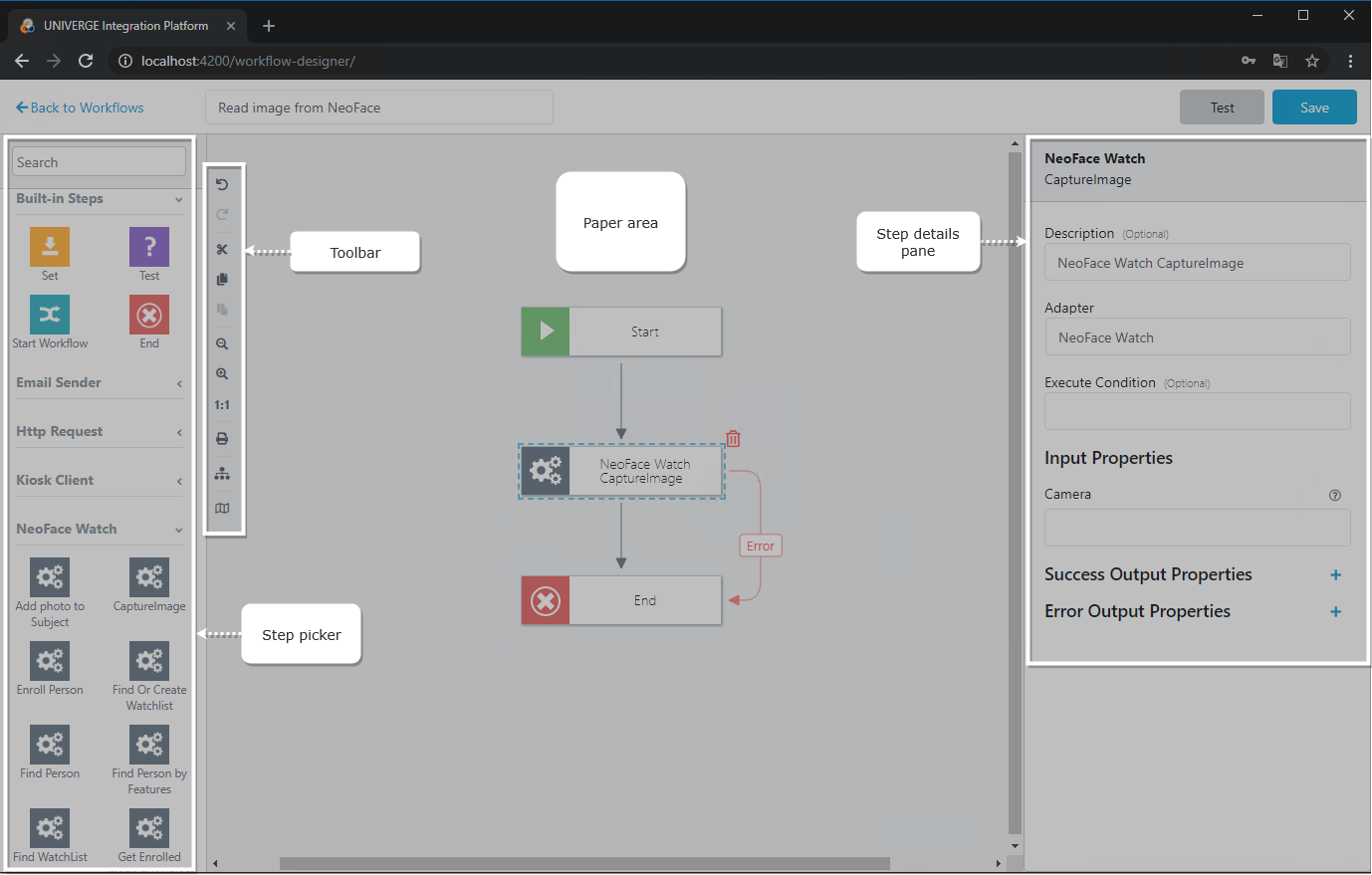 Workflow Designer view